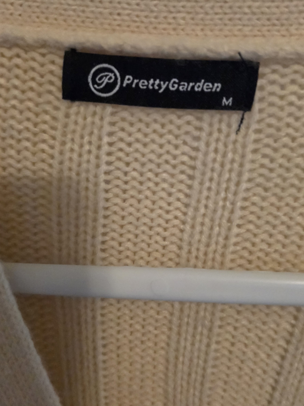 PrettyGarden Cream Cable-Pattern Button Cardigan - Picture 2 of 2